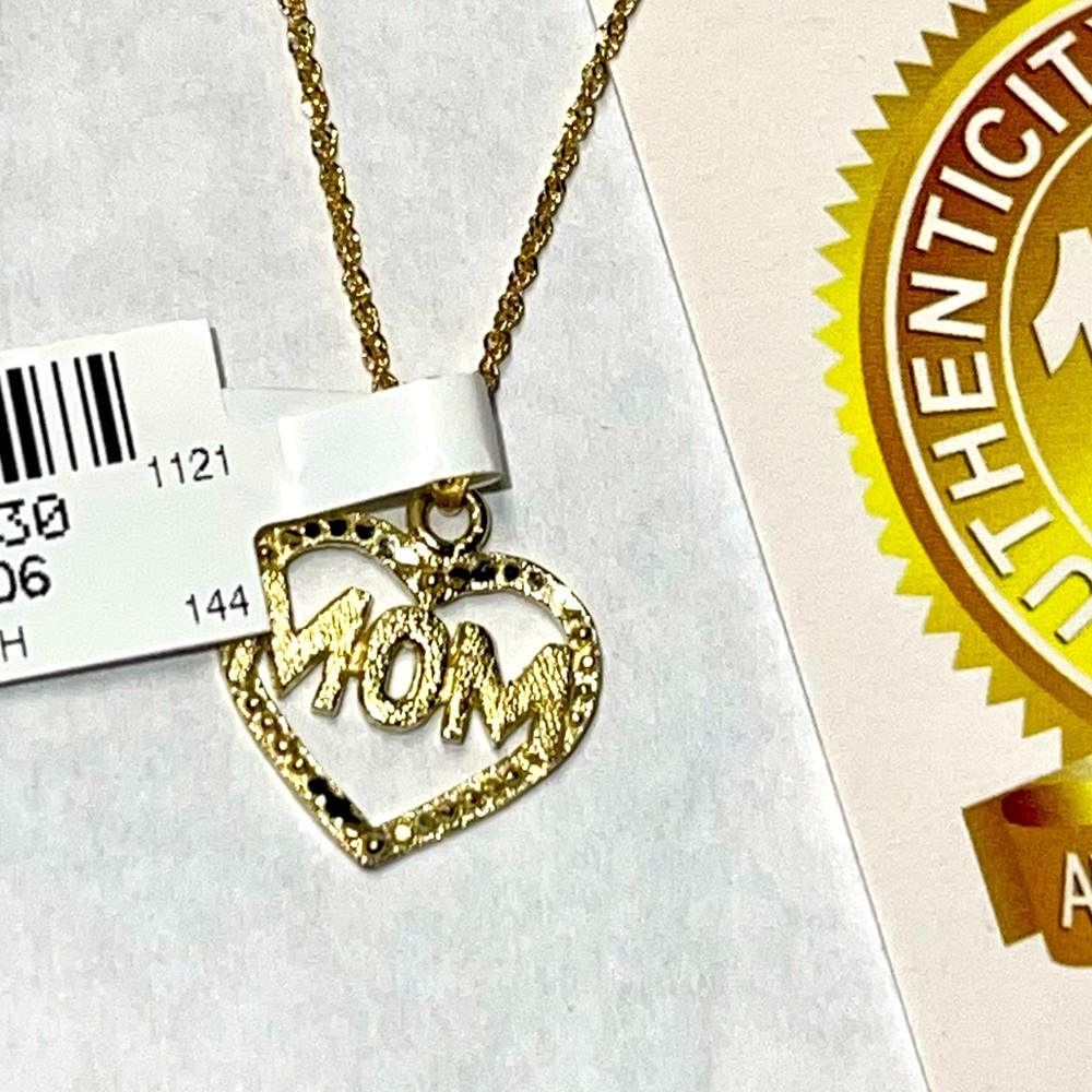 10k solid gold diamond cut MOM pendant for Mother’s Day gift, NOT PLATED, Sale!